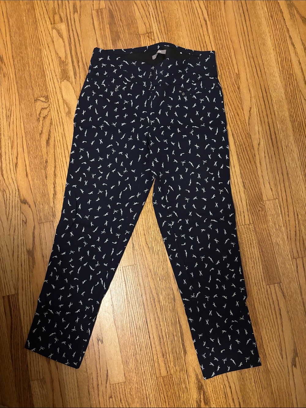 Maurices Navy Cropped Pants with White Bird Print